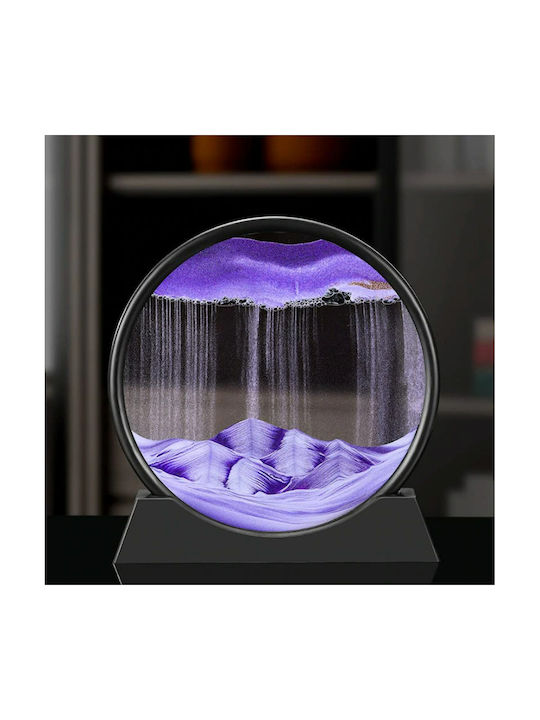 Ornament Decorativ 3D Pentru Masă Stil Clepsidră Cu Nisip Mobil Din Plastic Sticlă 18x19 Cm Mov