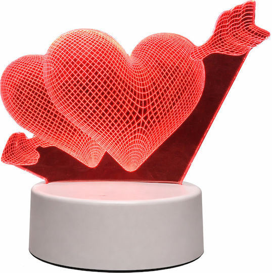 Led Rgb 3d Table Lamp Nightstand Cupid Hearts Battery Usb Powered 17 X 11.3 X 9.5 Cm