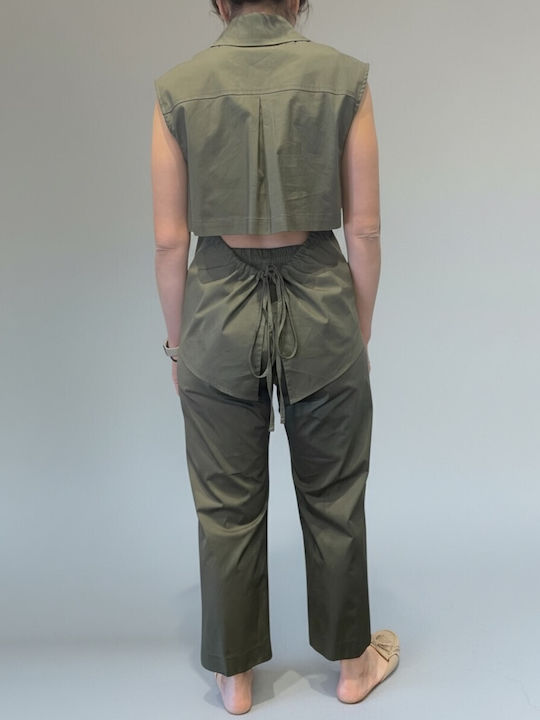 Moutaki Ärmelloses Damenhemd Khaki Moutaki Ärmelloses Damenhemd Khaki