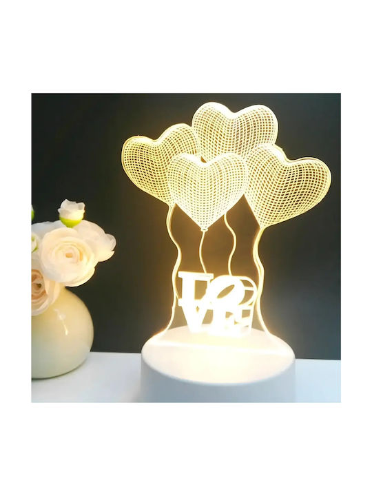 Lampă De Masă Led Rgb 3d Inima Albă Pentru Noptieră Alimentată Cu Baterie Usb 17 X 11.3 X 9.5 Cm