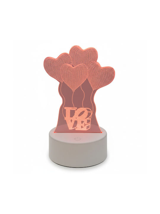 Lampă De Masă Led Rgb 3d Inima Albă Pentru Noptieră Alimentată Cu Baterie Usb 17 X 11.3 X 9.5 Cm