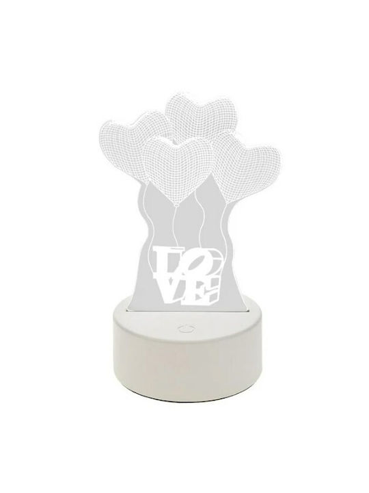 Lampă De Masă Led Rgb 3d Inima Albă Pentru Noptieră Alimentată Cu Baterie Usb 17 X 11.3 X 9.5 Cm