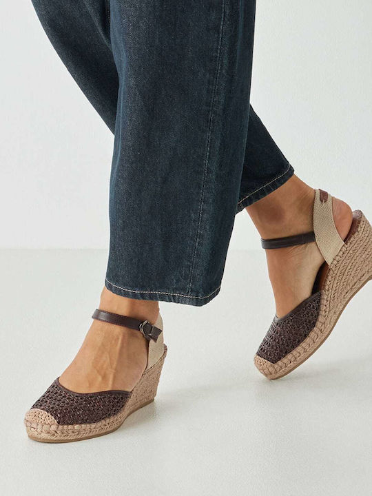 Sommer Damenplattformen in Stil Espadrilles Braune