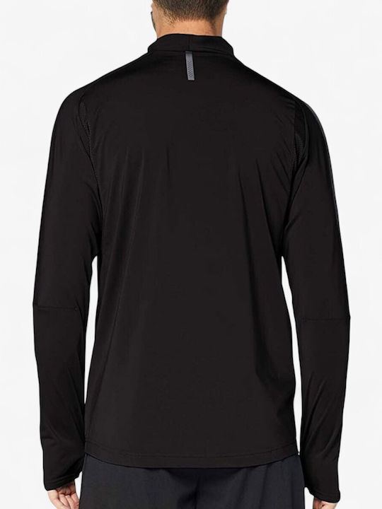 Bluza sport pentru bărbați cu mâneci lungi Decolteu cu fermoar Negru