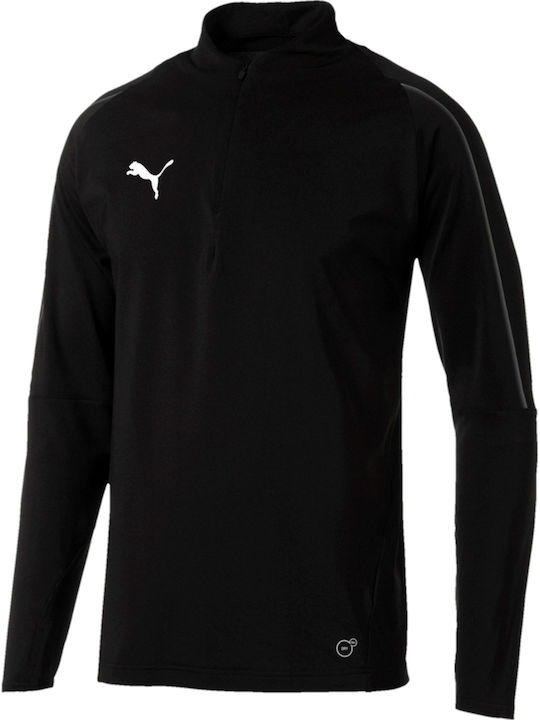Bluza sport pentru bărbați cu mâneci lungi Decolteu cu fermoar Negru