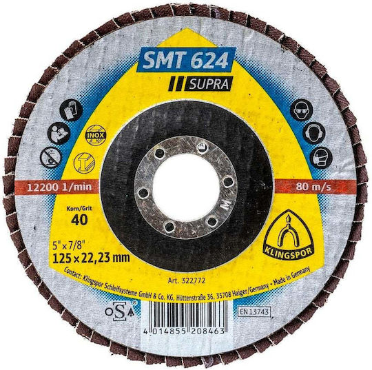 Klingspor Smt 624 Supra Disc Lamelar Front P40 125x22.23 Mm Ext 322772