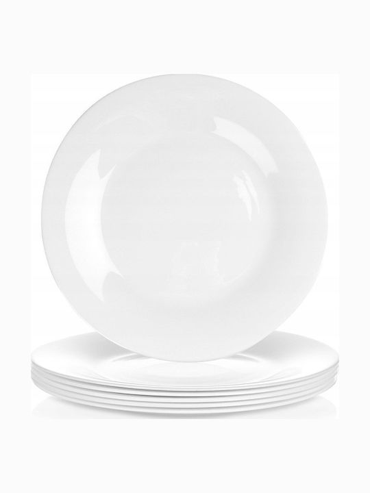 Vilde Farfurie Joasă Din Sticlă Albă 25.5cm 6 Bucăți