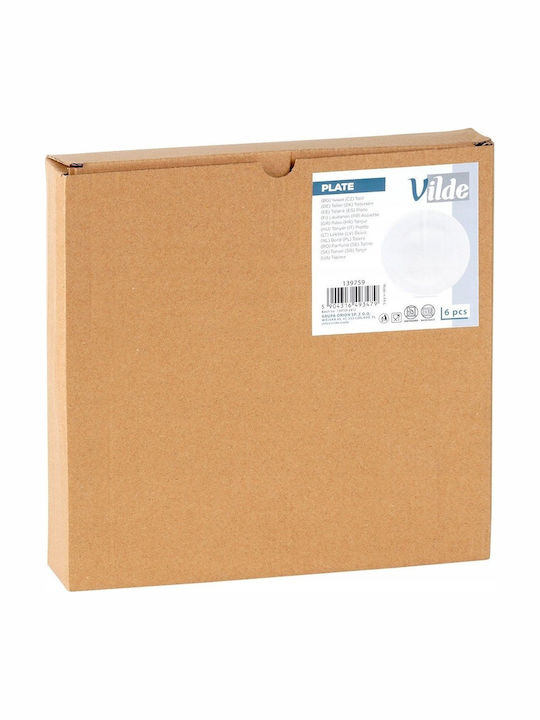 Vilde Farfurie Joasă Din Sticlă Albă 25.5cm 6 Bucăți