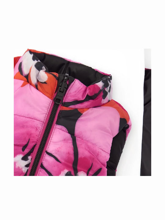 Kids Casual Sleeveless Double Sided Fuchsia Jacket