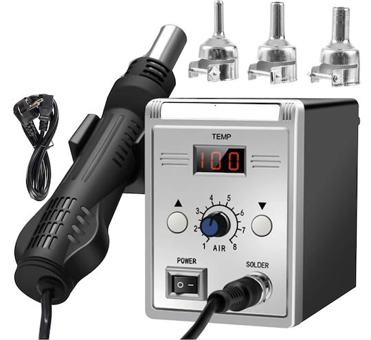 Stație de Lipit cu Aer Cald Zola Reglare Temperatură și Flux de Aer Mod Standby 3 Duze Incluse 4 7 9 Mm Ecran Lcd 700w