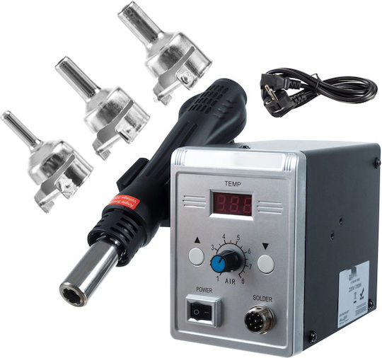 Stație de Lipit cu Aer Cald Zola Reglare Temperatură și Flux de Aer Mod Standby 3 Duze Incluse 4 7 9 Mm Ecran Lcd 700w
