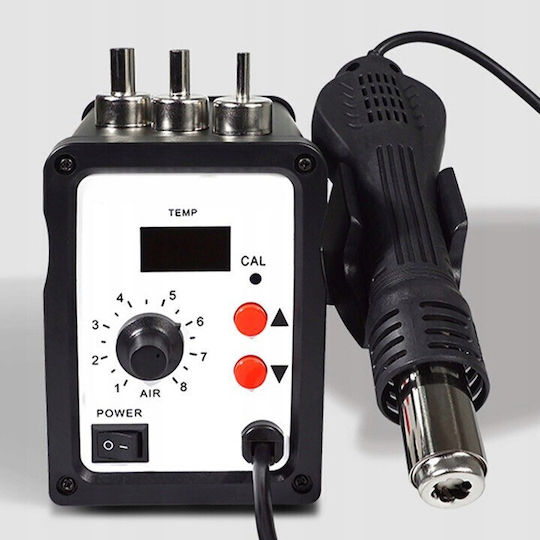 Stație de Lipit cu Aer Cald Zola Reglare Temperatură și Flux de Aer 100° la 500° 3 Duze Incluse Afișaj Lcd 680 W Ac 220v±10%/50hz
