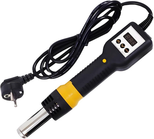 Stație de Lipit cu Aer Cald Zola Temperatură Reglabilă 100-480℃ 700w Debit 120l/min Afișaj Led Mâner Antiderapant Negru Galben