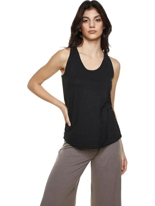 Women's Cotton Sleeveless Black Blouse