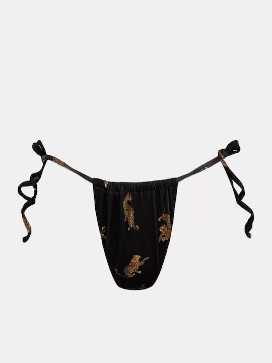 Bikini Bottoms Slip with Laces Leopard