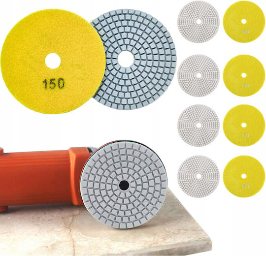 Set 10 Discuri Diamantate De Șlefuire Și Lustruire Zola 80 Mm Diametru Granulație 150 Prindere Velcro Plăci Piatra Ceramică Marmură Țiglă Acoperiș Teracotă Utilizare Uscată Și Umedă Galbene