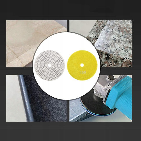 Set 10 Discuri Diamantate De Șlefuire Și Lustruire Zola 80 Mm Diametru Granulație 150 Prindere Velcro Plăci Piatra Ceramică Marmură Țiglă Acoperiș Teracotă Utilizare Uscată Și Umedă Galbene
