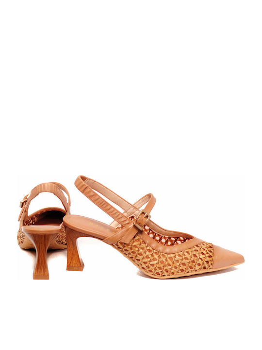 Leather Heels with Medium Heel Brown