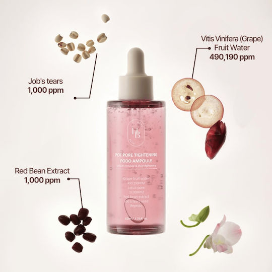Heve Blue Pot Pore Tightening Soothing and Moisturizing Ampoule Serum for Face with Peptides and Hyaluronic Acid for Firming