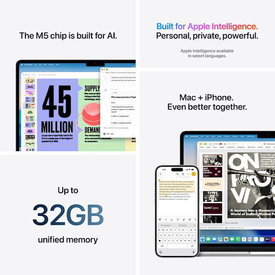 Apple MacBook Air 13.6" IPS Retina Display (M5-10-Core/16GB/512GB SSD/8-Core GPU) Midnight (UK Keyboard)