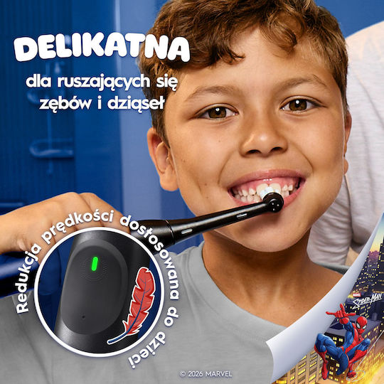 Oral-B Spiderman Kids Electric Toothbrush with Timer for 6+ Years with Replacement Heads & Travel Case