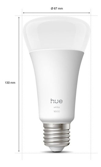 Philips Smart Bulb Philips Hue LED 13.5W for E27 Socket and A67 Shape 1600lm Dimmable