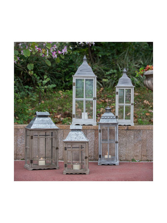 Artekko Set Wooden Tabletop Lanterns Brown 2 Pieces
