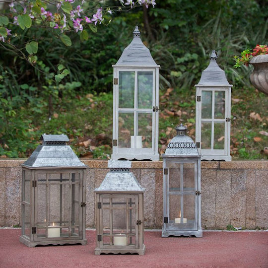 Artekko Set Wooden Tabletop Lanterns Brown 2 Pieces