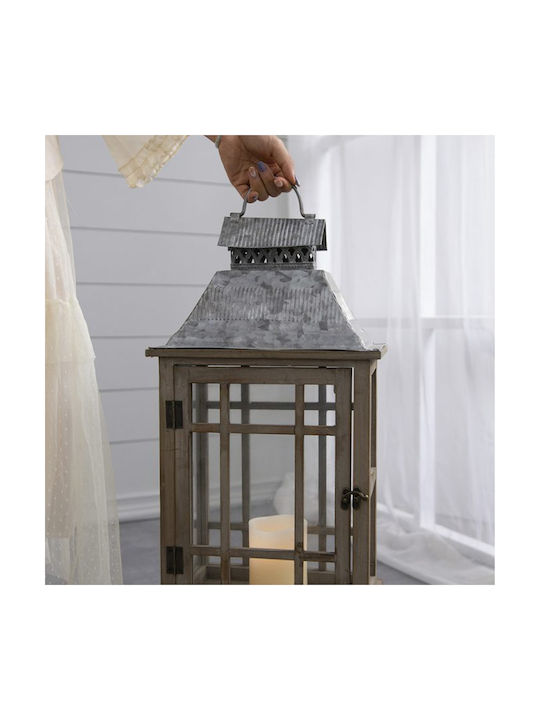 Artekko Set Wooden Tabletop Lanterns Brown 2 Pieces