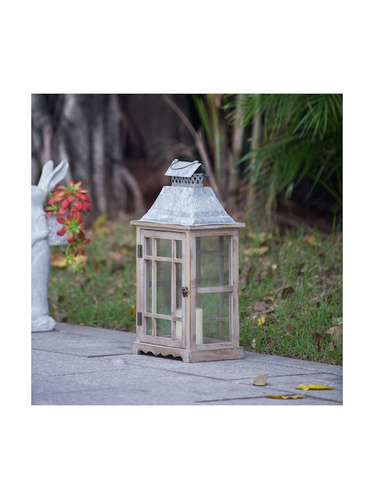 Artekko Set Wooden Tabletop Lanterns Brown 2 Pieces