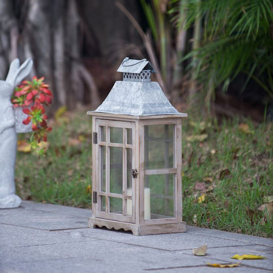 Artekko Set Wooden Tabletop Lanterns Brown 2 Pieces