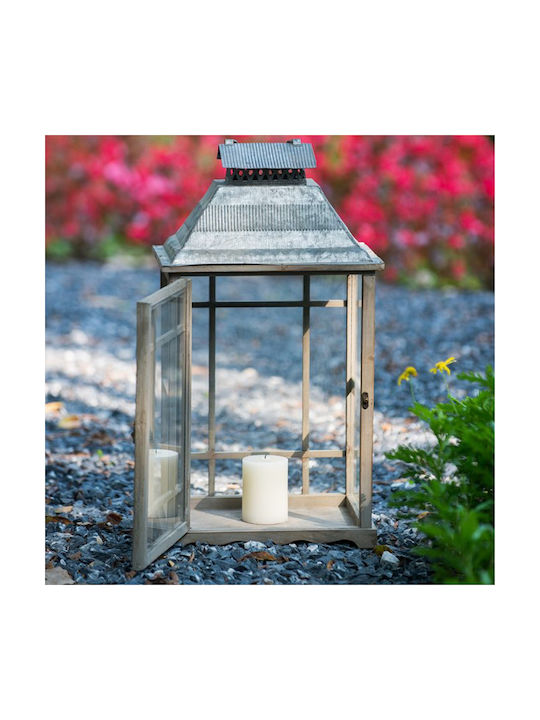 Artekko Set Wooden Tabletop Lanterns Brown 2 Pieces