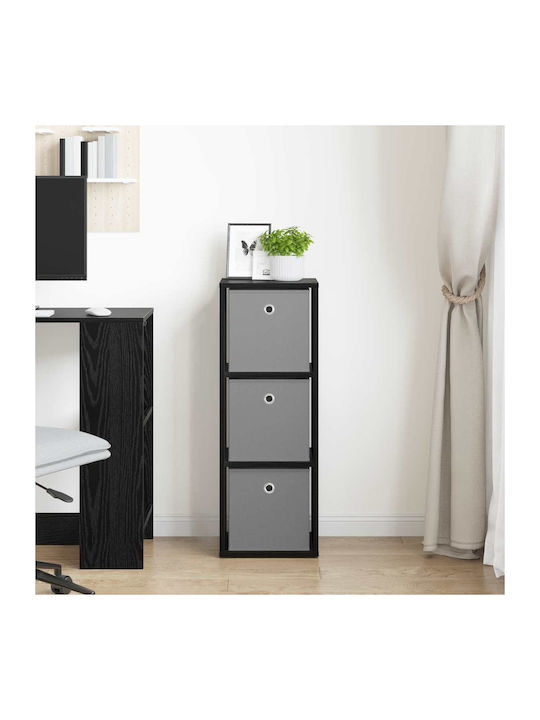 Wooden Sideboard with Drawers Black Beech 30.5x27x84.5cm