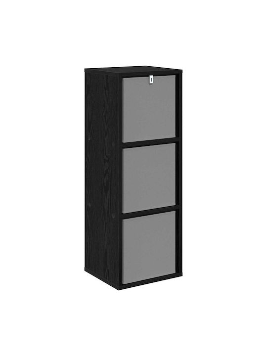 Wooden Sideboard with Drawers Black Beech 30.5x27x84.5cm
