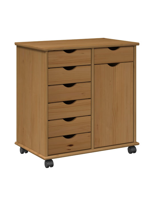 Bufet Dulap din Lemn Masiv cu Sertare Maro 63.5x39x65.5cm