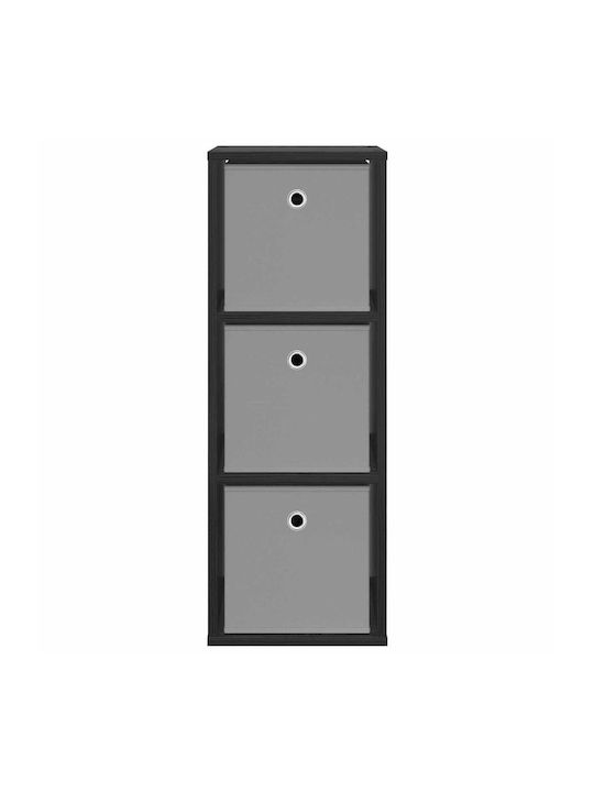 Wooden Sideboard with Drawers Black Beech 30.5x27x84.5cm