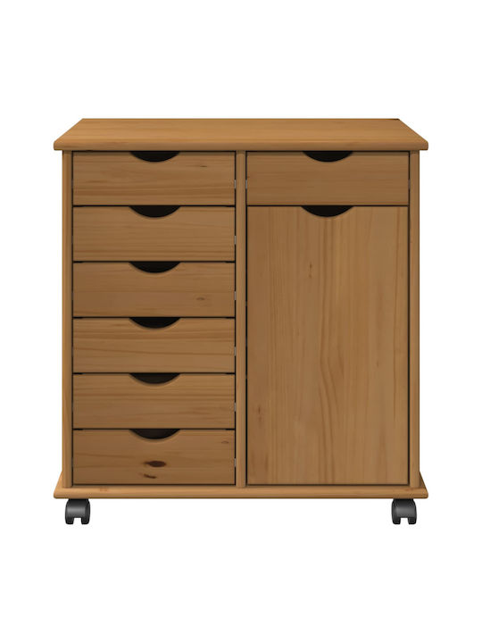 Bufet Dulap din Lemn Masiv cu Sertare Maro 63.5x39x65.5cm