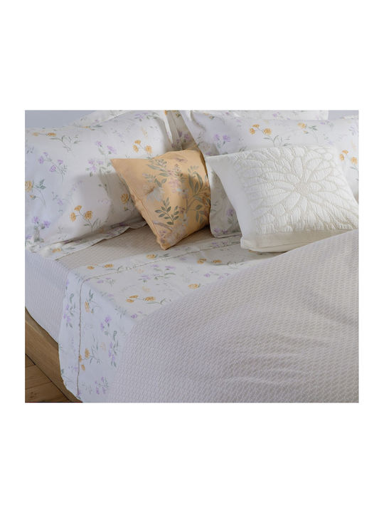Nef-Nef Homeware Cotton Duvet Cover Set 240x230cm Super King Size With 2 Pillowcases Rozaria Ecru