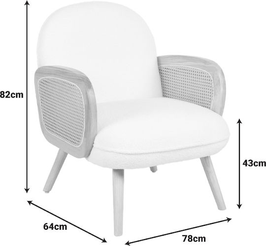 Stedy Armchair White 78x64x82cm