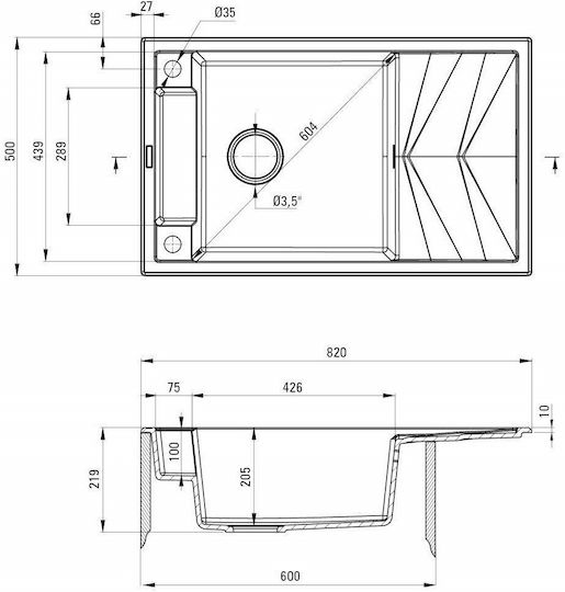 Deante Magnetic Chiuvetă Bucătărie Drop-In Inox cu Robinet 50x82cm Gri