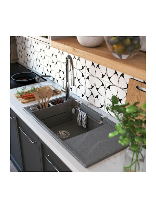 Deante Magnetic Ένθετος Νεροχύτης Inox με Μπαταρία Μ50xΠ82cm Γκρι