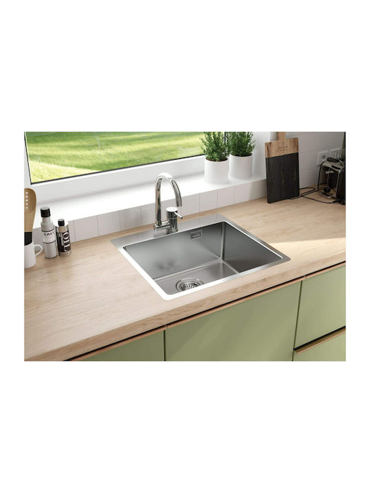 Deante Drop-In Kitchen Sink Inox with Faucet L55xW50cm Silver 5907650873792