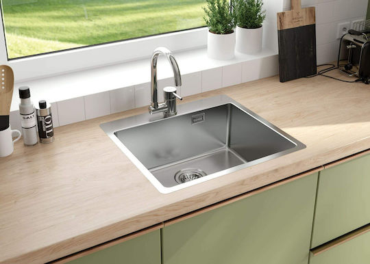 Deante Chiuvetă de Bucătărie Drop-In Inox cu Robinet 55x50cm Argintie 5907650873792