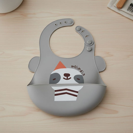 Queen Mother Sloth Αδιάβροχη Σαλιάρα Σιλικόνης με Τσέπη Grey