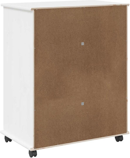 Bedroom Chest of Drawers Made of Solid Wood with 5 Drawers White 63.5x39x79cm