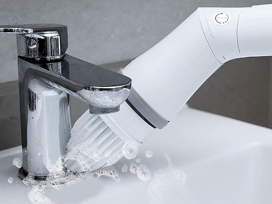 Erweiterbare Elektrische Haushaltsreinigungsbürste Zola 6 Austauschbare Köpfe Verstellbarer Handgriff 80-110 cm 180° Drehung Weiß