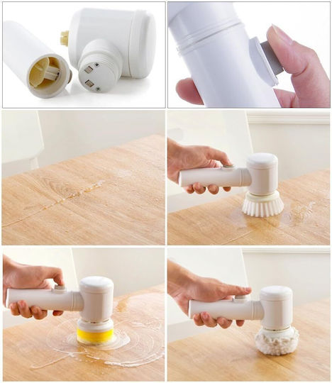 Perie Electrică Universală Curățare Zola 4 Capete Interșchimbabile Încărcare Usb Suport Inclus Abs Alb