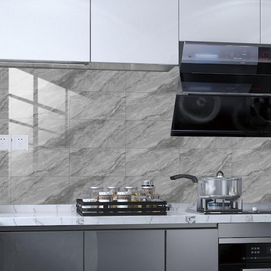 Set 16 Self-adhesive Tiles Marble Pattern Tile Imitation Sticker Waterproof 30x15 Cm Gray