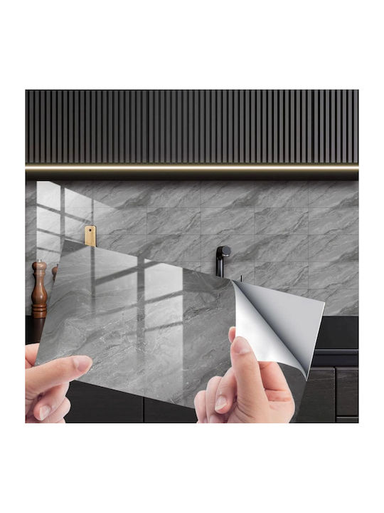 Set 16 Self-adhesive Tiles Marble Pattern Tile Imitation Sticker Waterproof 30x15 Cm Gray