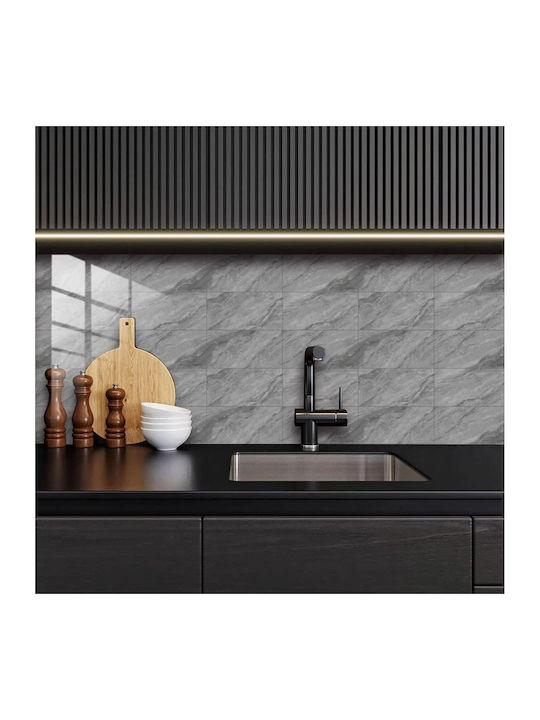 Set 16 Self-adhesive Tiles Marble Pattern Tile Imitation Sticker Waterproof 30x15 Cm Gray